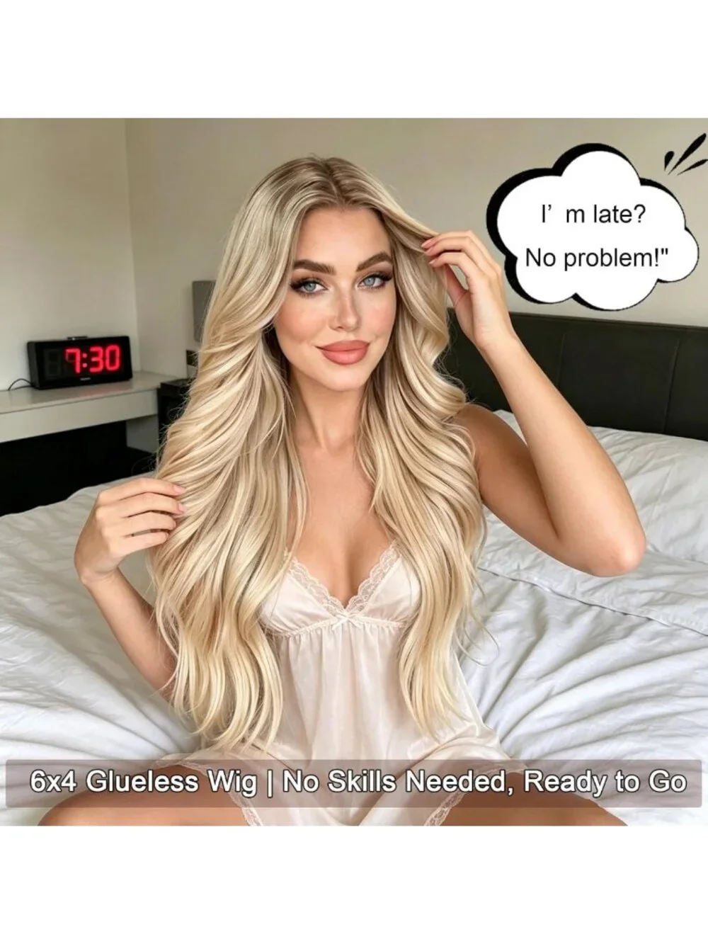 26-Inch Ash Blonde Glueless Lace Front Wig | Easy Wear & Go, Soft Fiber for